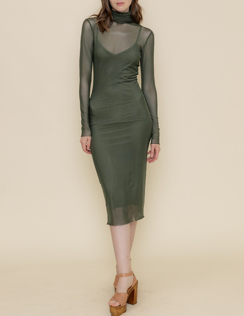 Grace Sheer Mesh Long Sleeve Midi Dress – Cuffs