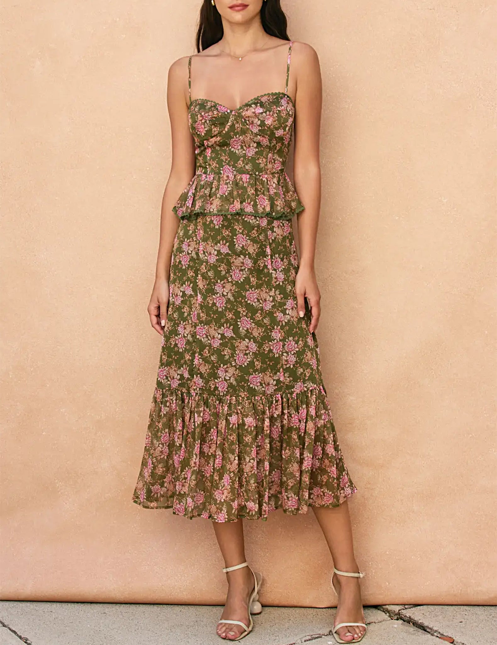 hannah green dress Ruffled Floral – Cuffs occasion:Homecoming