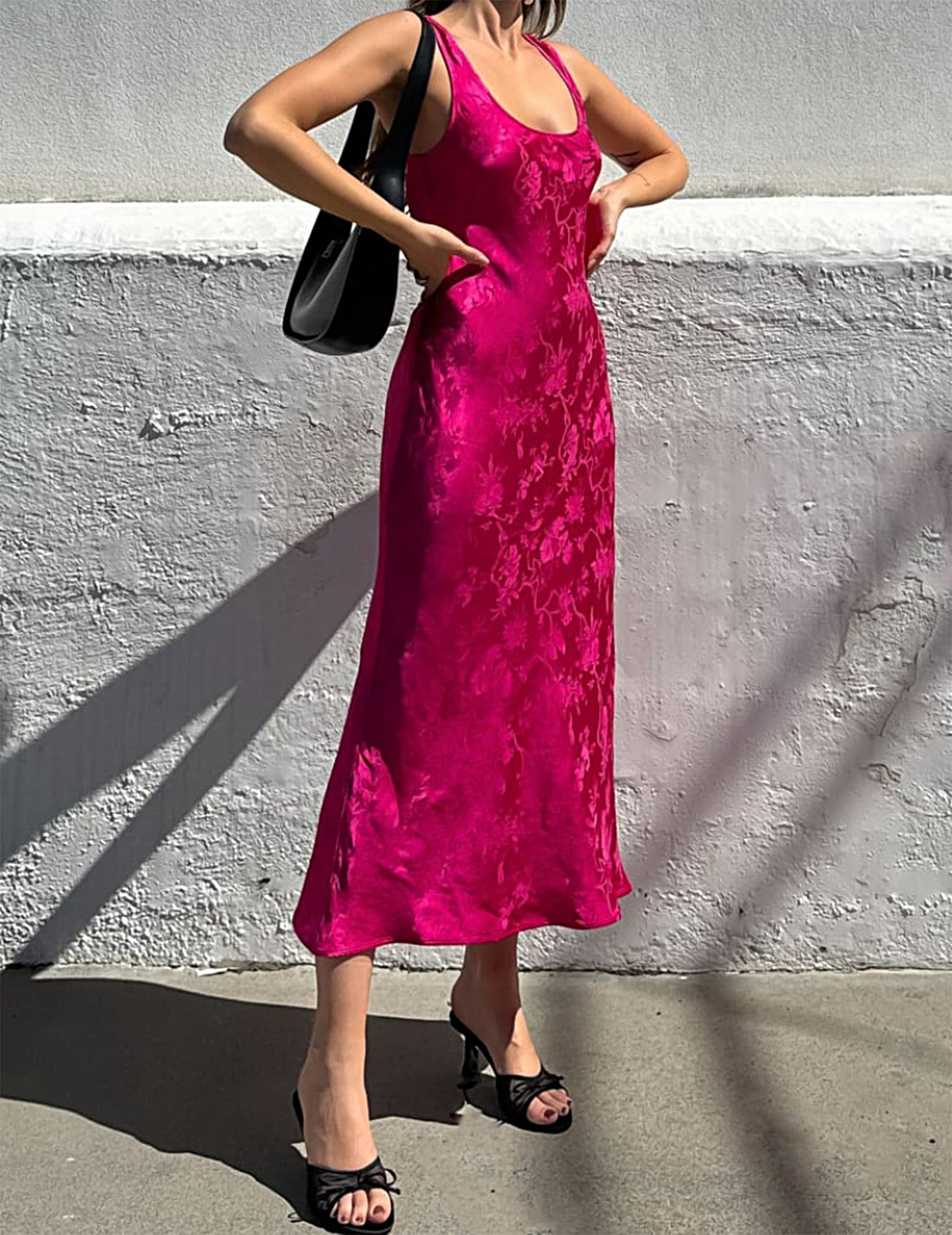 Market Fuchsia Jacquard Midi Dress – Cuffs.