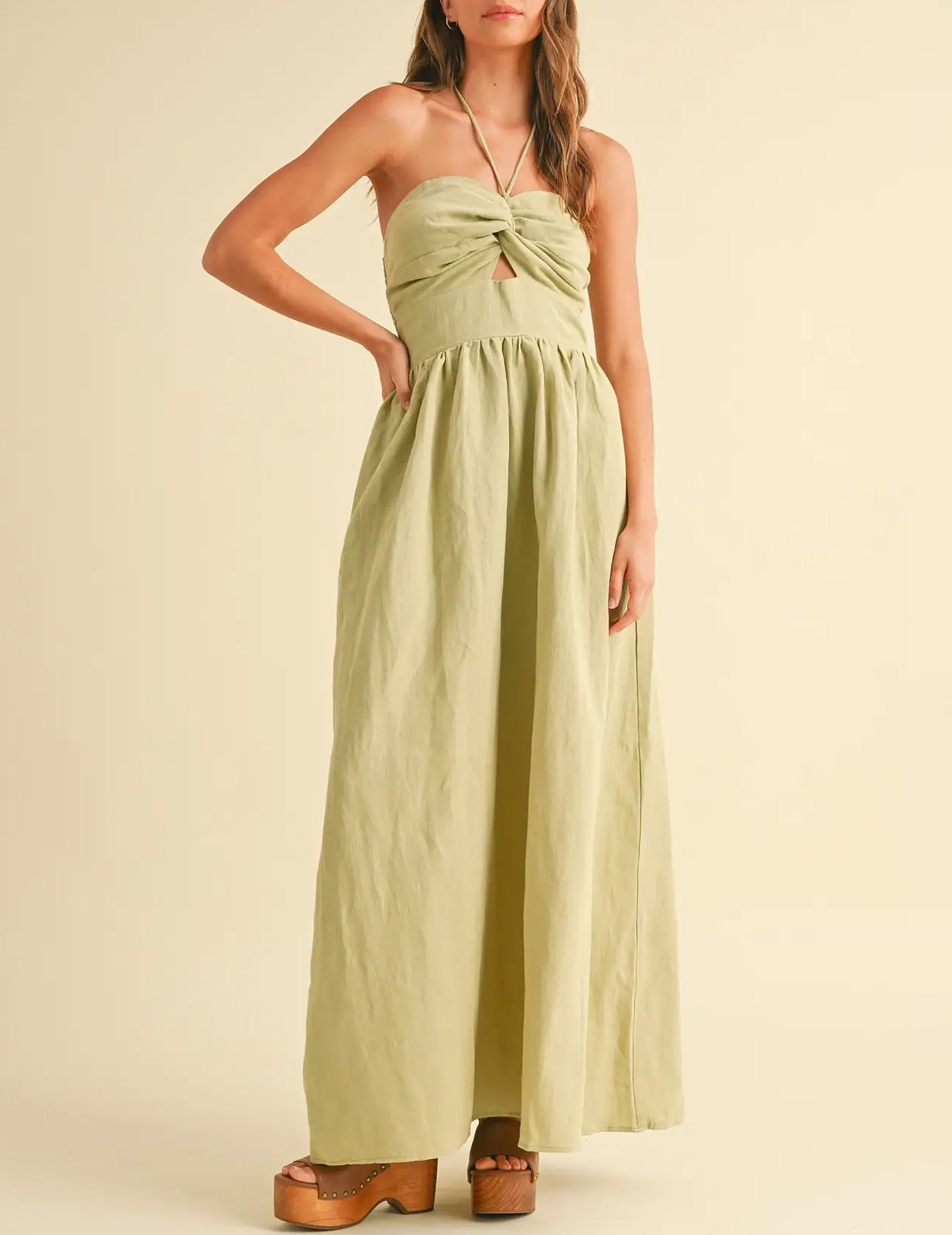 chinese dress ladies Octavia Linen Twisted Halter Dress – Cuffs