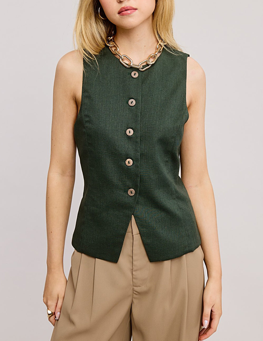 Tabitha Button Front Vest Top – Cuffs.
