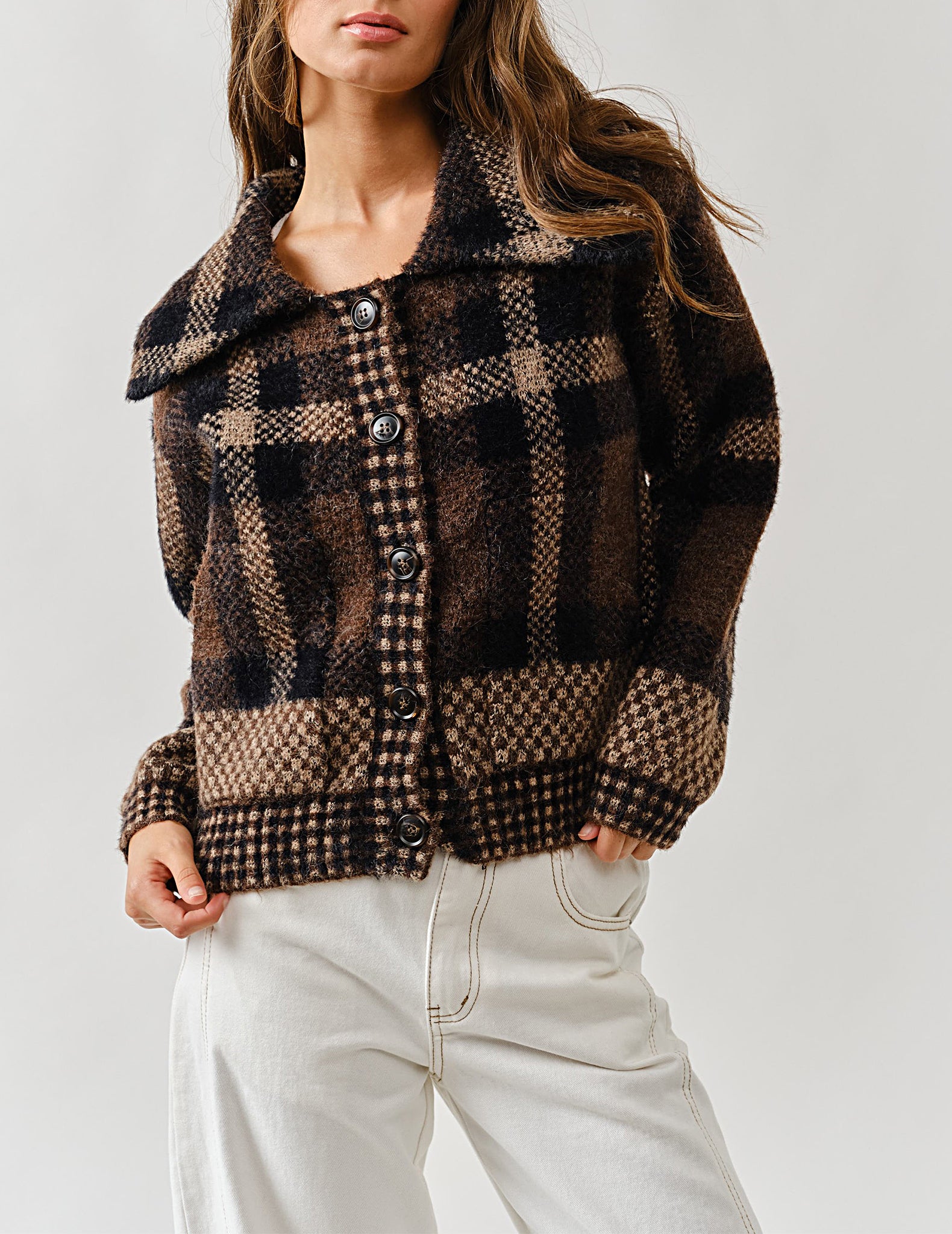 Delphine-Brown-Plaid-Button-