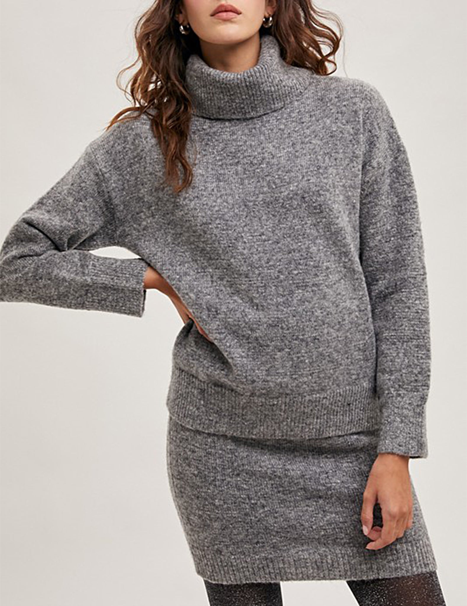 Eliana Heather Grey Knit Mini Skirt – Cuffs.
