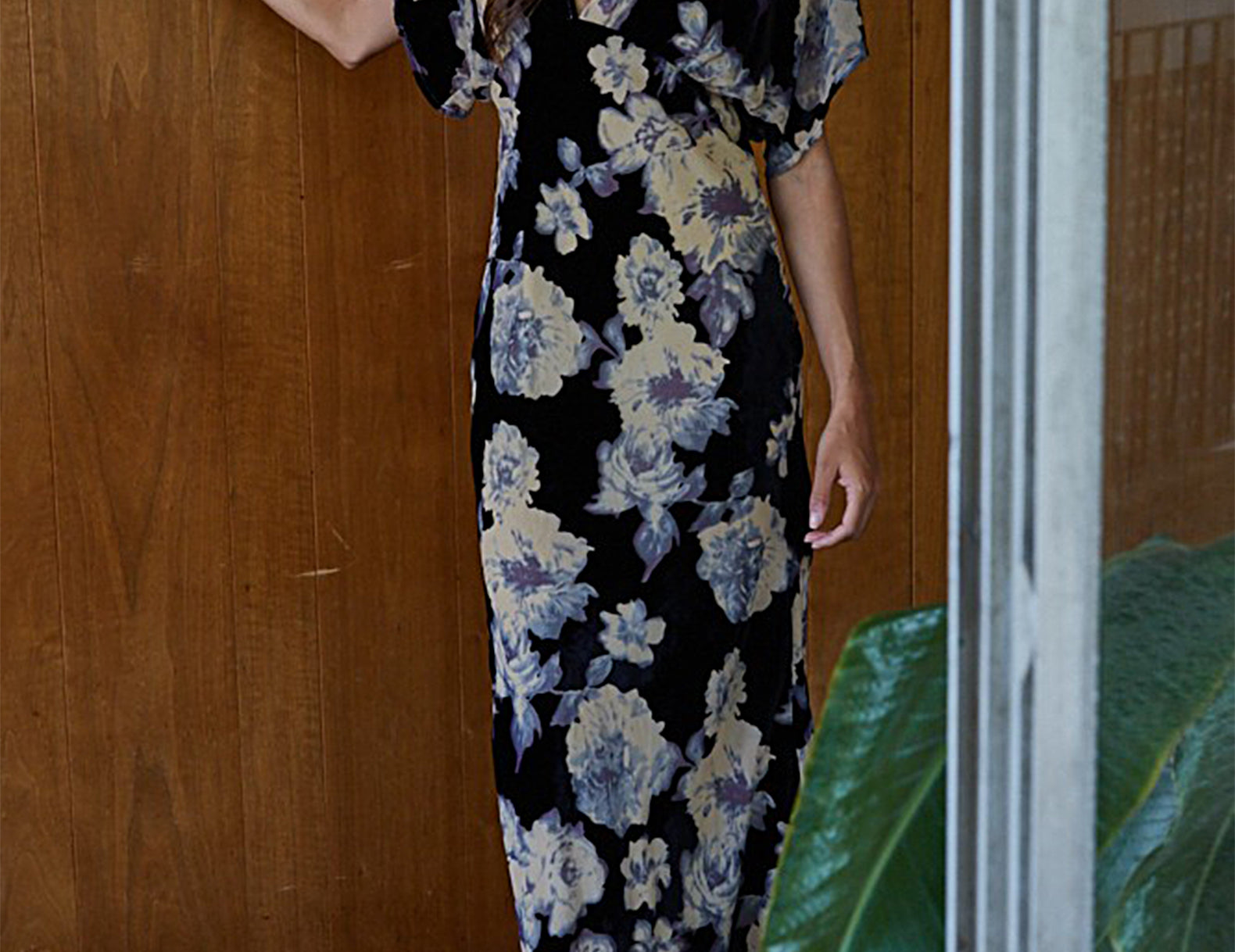 Ember Floral Velvet Maxi Dress Cuffs. Ember Floral Velvet Maxi Dress Cuffs.