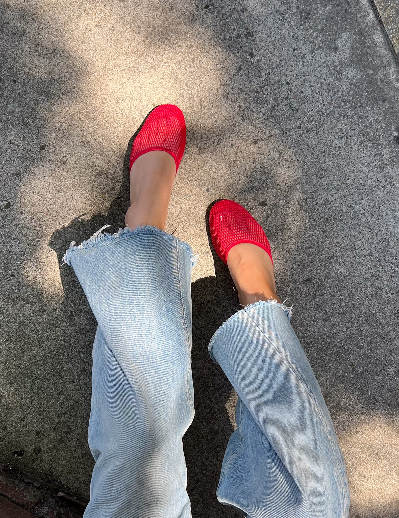 Francesca Red Mesh Slip On Mules 7