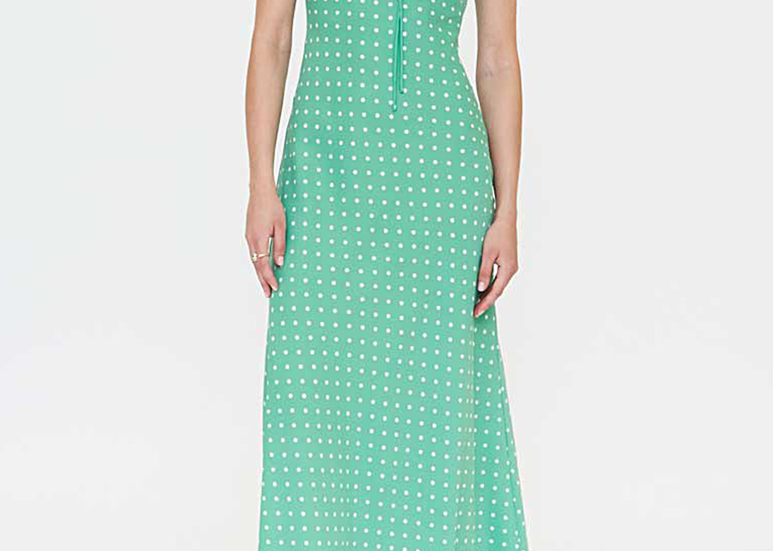 green polka dot ruffle dress 70s Polka Dot Dress Bright Green Ruffled Midi Long Sleeve Dress Mod Dress High Waisted 1970s Vintage Small Medium