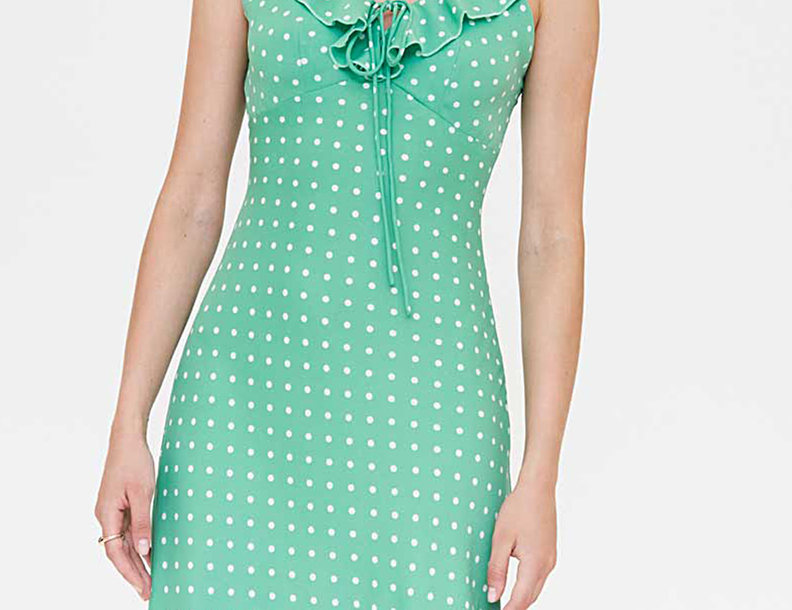 green polka dot ruffle dress Women's Polka Dot Ruffle Wrap Midi Dress, Green