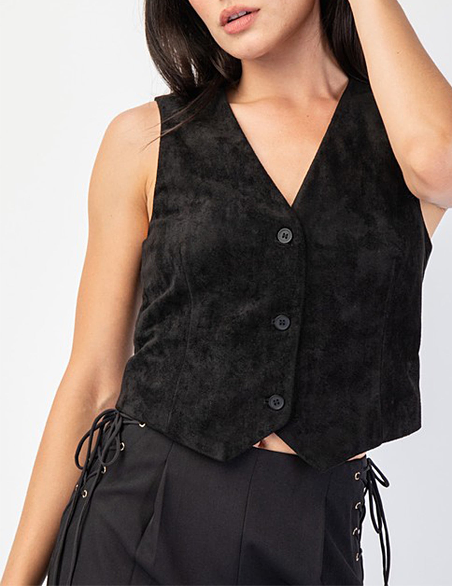 Evolution by popular Cyrus Stitch Fix Black Faux Suede Vest