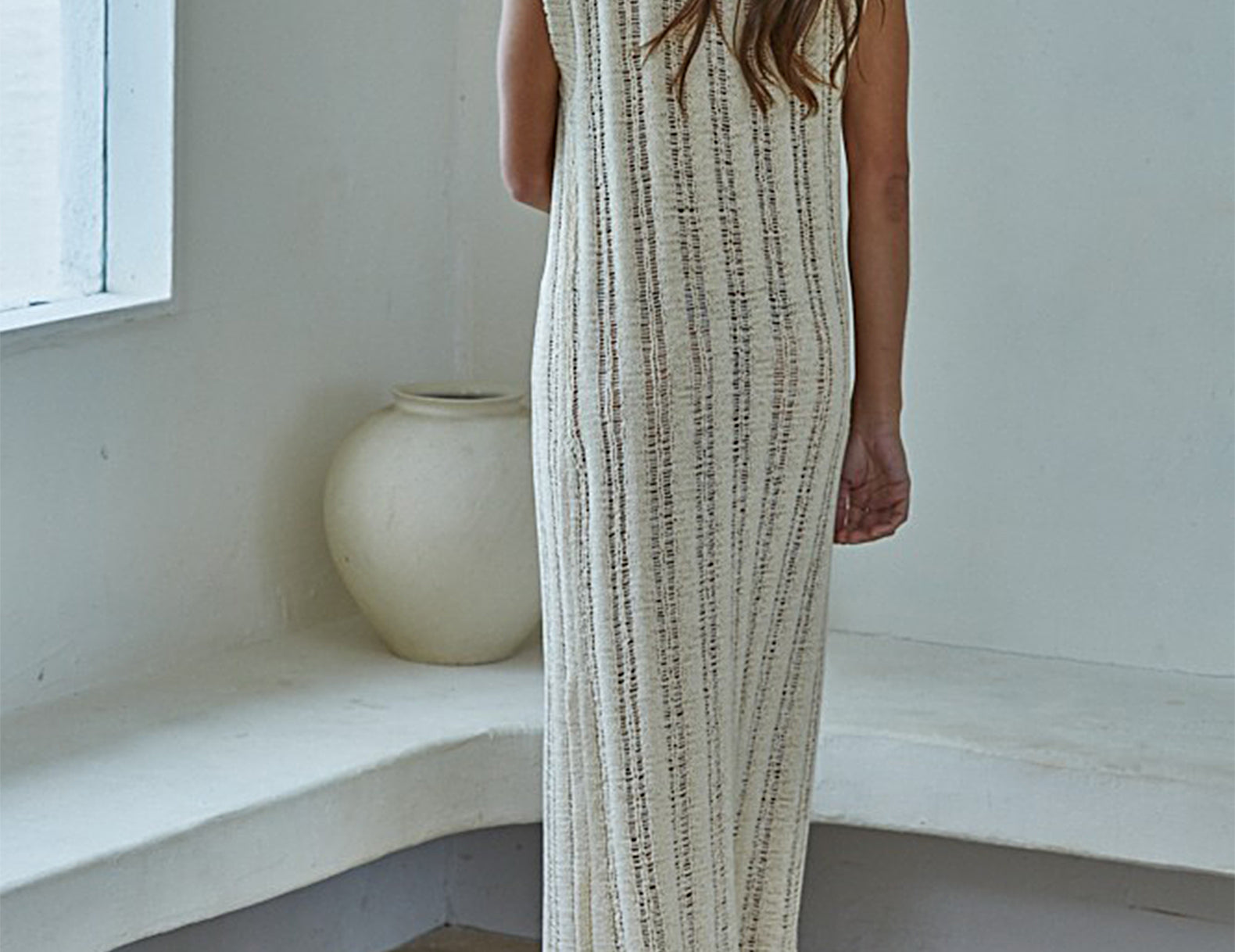 Lucie Ivory Open Knit Maxi Dress