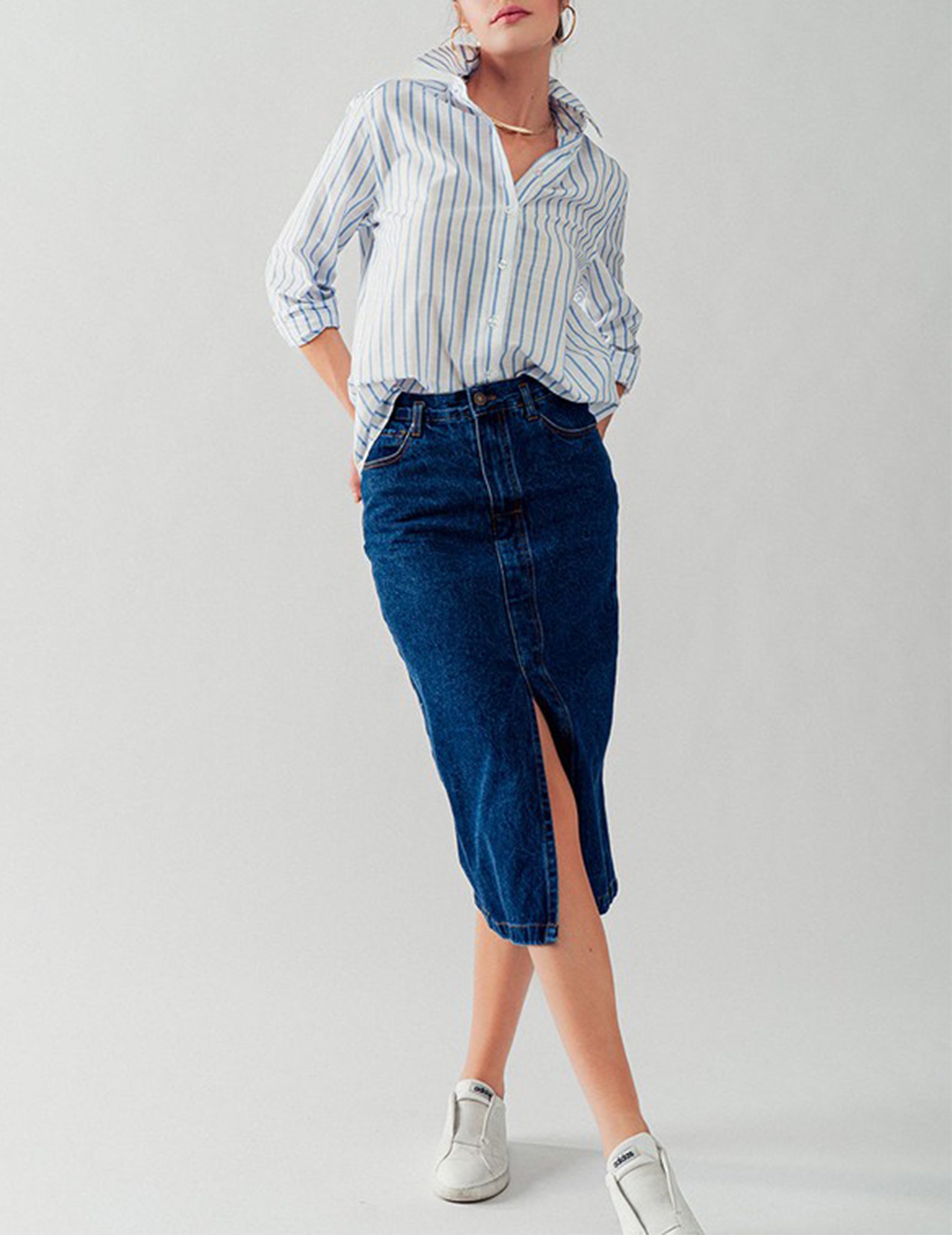 Size 6 8 High Waisted Denim Pencil Skirt Medium Wash Button Fly Jean Skirt  Fitted Slitted Mini Skirt Rocker Denim Skirt With Pocket - Etsy
