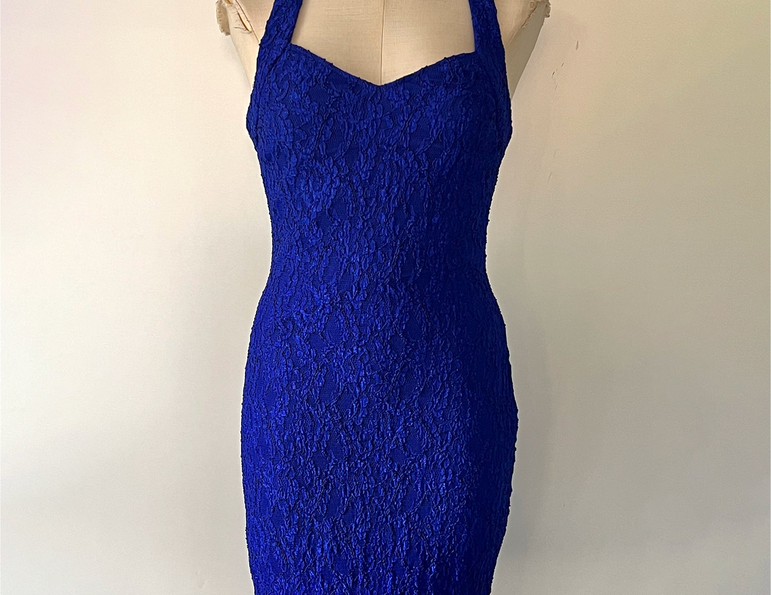 Flore Electric Blue Textured Bodycon Dress - Blue - 36–38” / 28–32” / 36–40” / 38” }