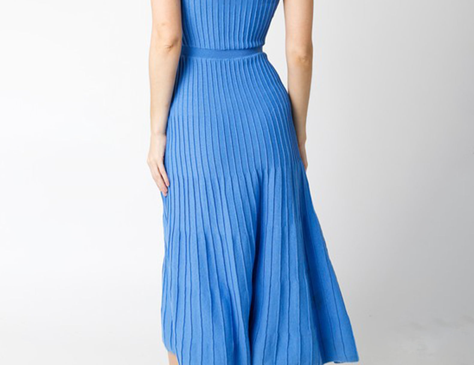 New Ann Taylor LOFT Blue Ruffle Tiered Knit Cotton Sz S Midi Dress Elastic  Waist