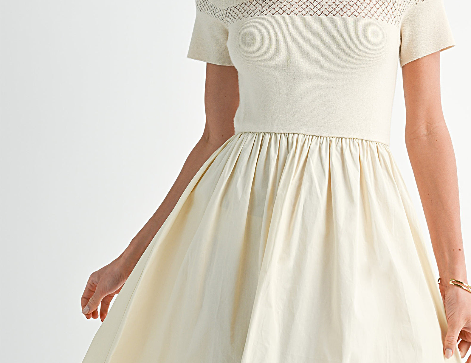 Sonya Ivory Knit + Cotton Midi Dress Sonya Ivory Knit + Cotton Midi Dress