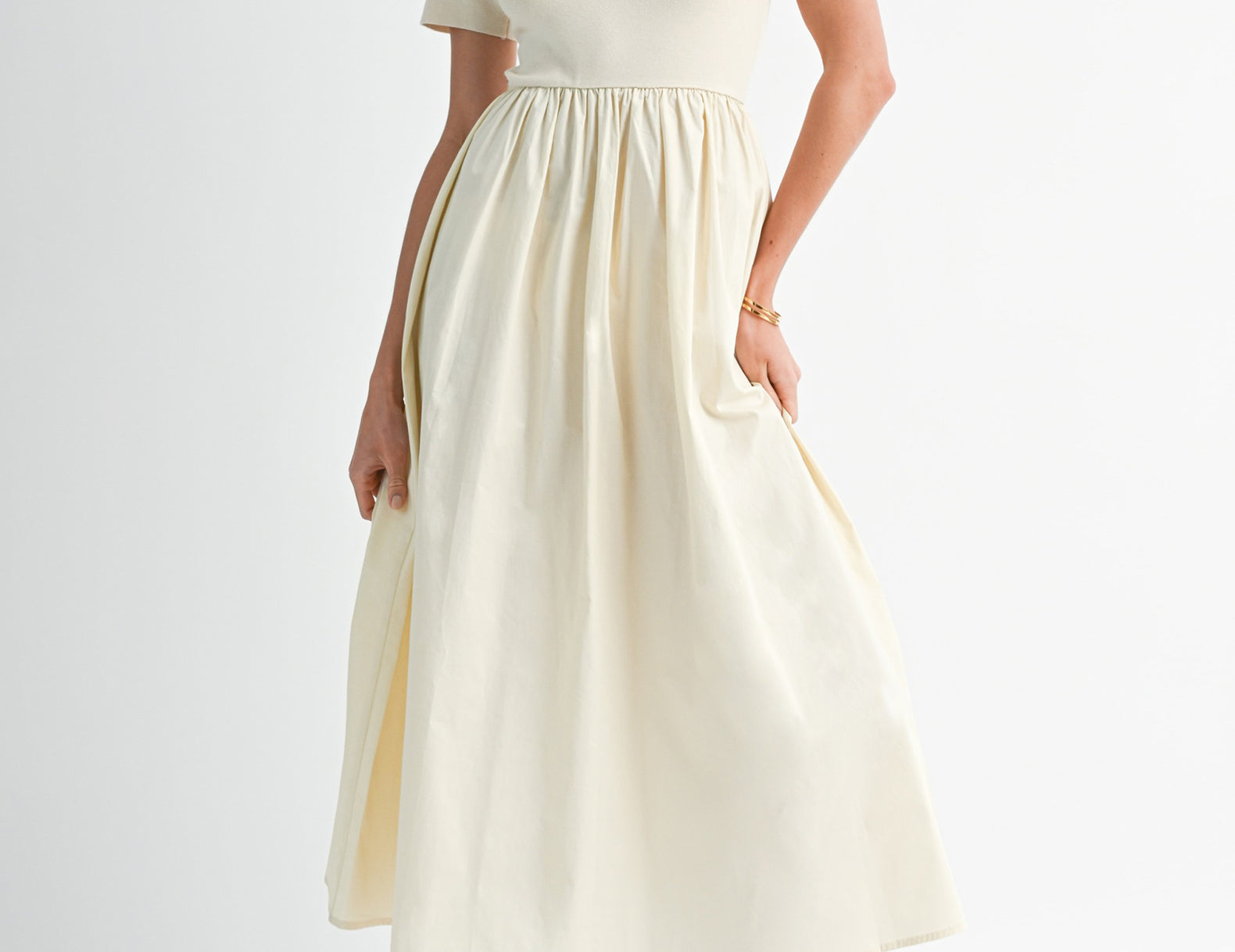 Sonya Ivory Knit + Cotton Midi Dress Sonya Ivory Knit + Cotton Midi Dress